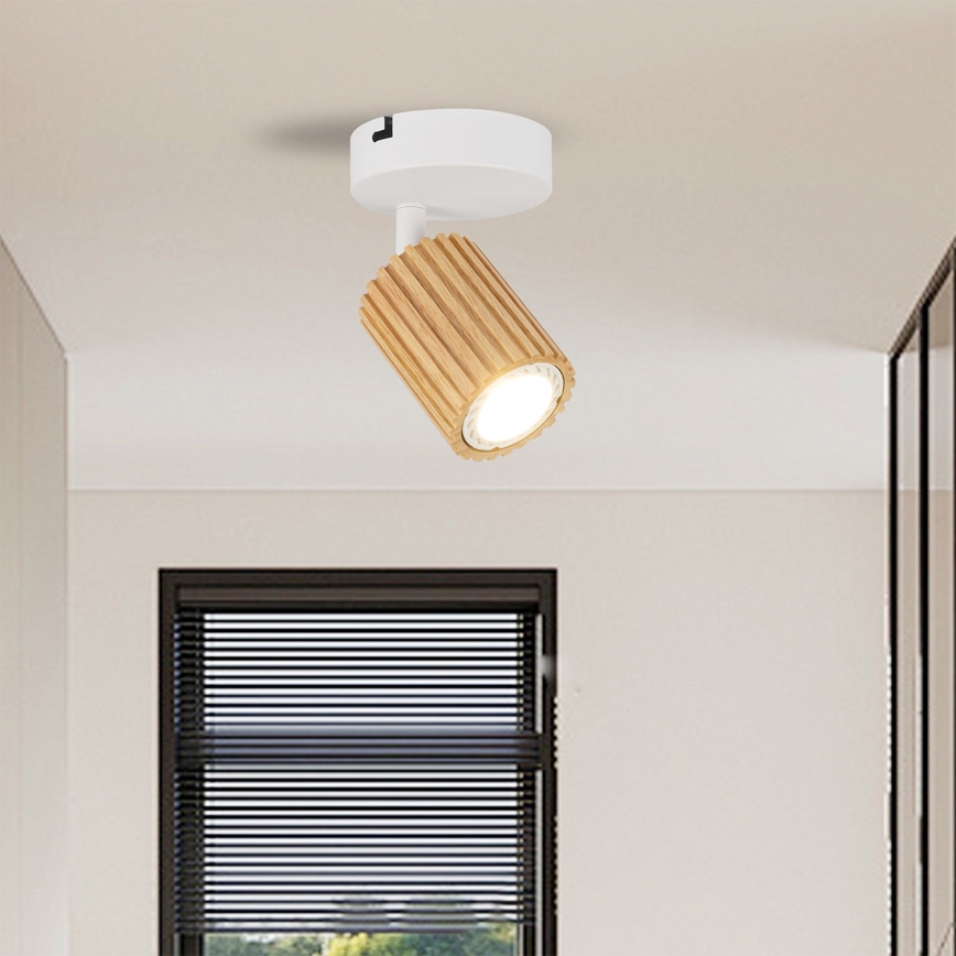 Brilagi - Applique murale spot MODERN WOOD 1xGU10/8W/230V bois d'hévéa/blanc