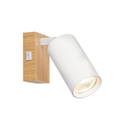 Brilagi - Spot mural avec interrupteur SELE 1xGU10/30W/230V blanc/décor chêne