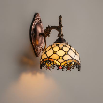 Brilagi - Applique murale Tiffany en vitrail IVORY 1xE14/40W/230V