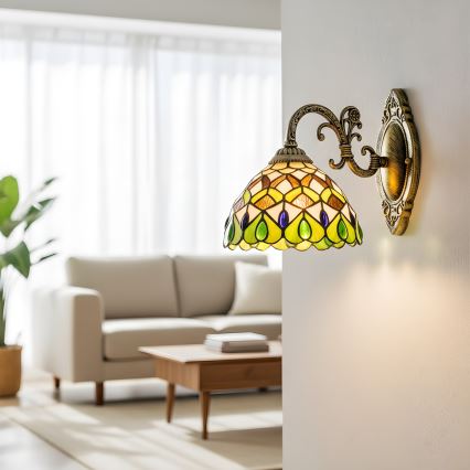 Brilagi - applique murale Tiffany en vitrail MARGARET 1xE27/40W/230V