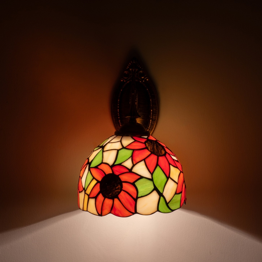 Brilagi - Applique murale Tiffany en vitrail SUNFLOWER 1xE14/40W/230V