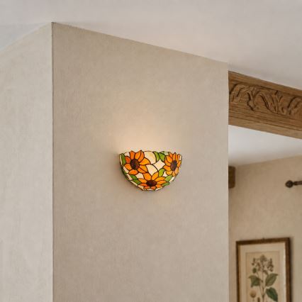 Brilagi - Applique murale Tiffany en vitrail SUNFLOWER 1xE14/40W/230V