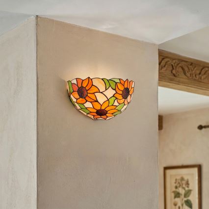 Brilagi - Applique murale Tiffany en vitrail SUNFLOWER 1xE14/40W/230V