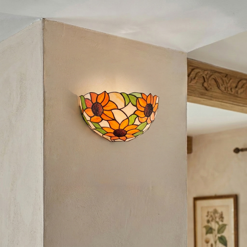 Brilagi - Applique murale Tiffany en vitrail SUNFLOWER 1xE14/40W/230V