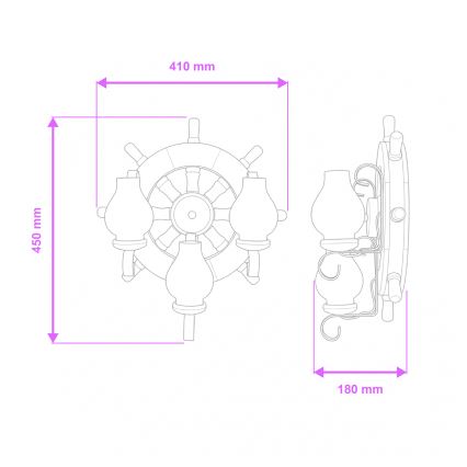 Brilagi - Applique murale TIMONA 3xE14/40W/230V hêtre