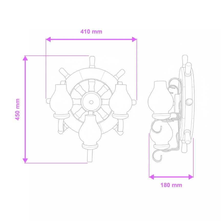 Brilagi - Applique murale TIMONA 3xE14/40W/230V hêtre