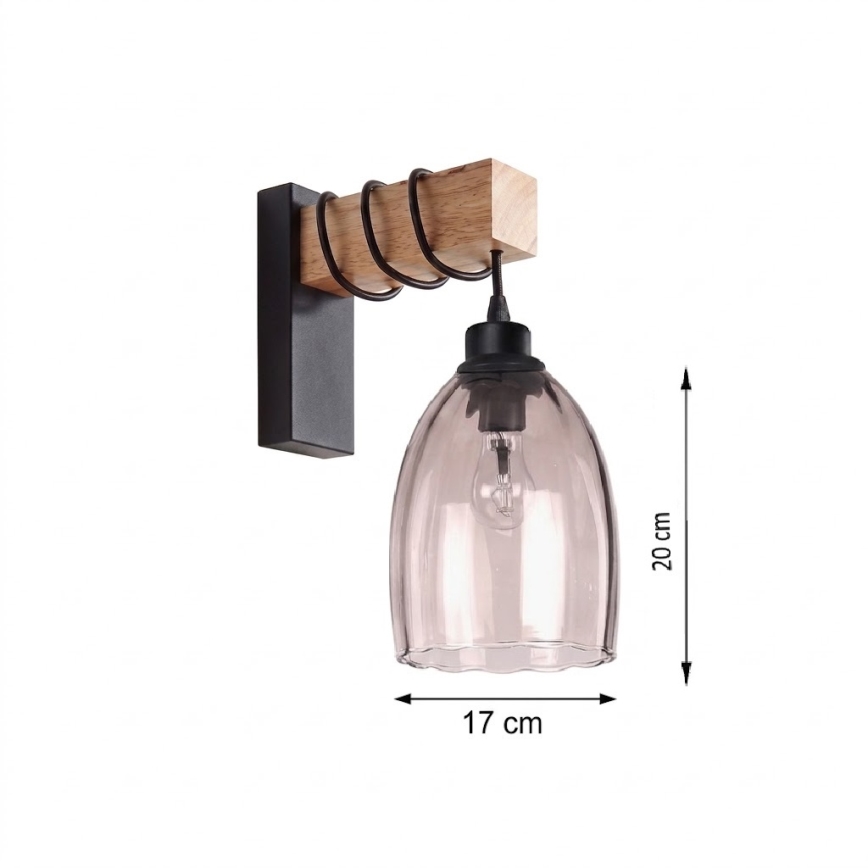 Brilagi - Applique murale WOOD GLASS 1xE27/60W/230V pin/noir/beige fumé