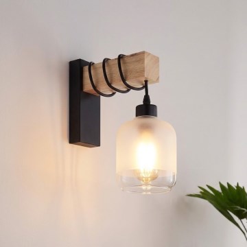 Brilagi - Applique murale WOOD GLASS 1xE27/60W/230V pin/noir/blanc