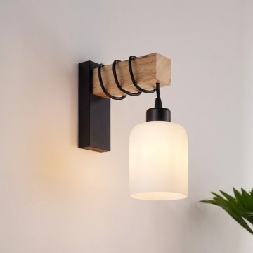Brilagi - Applique murale WOOD GLASS 1xE27/60W/230V pin/noir/blanc