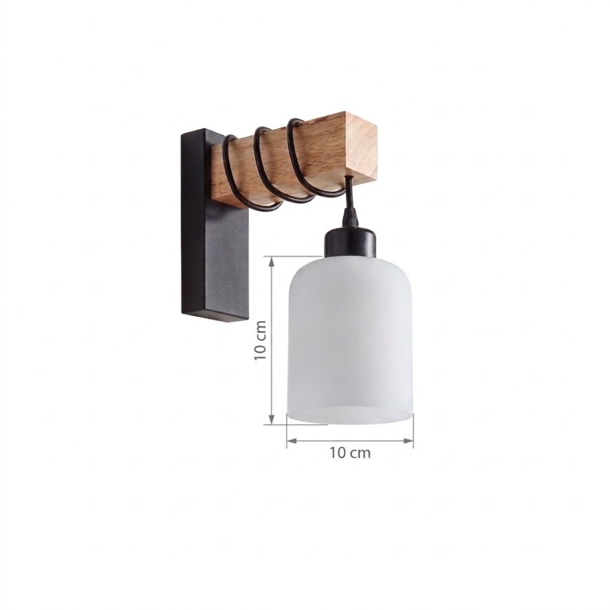 Brilagi - Applique murale WOOD GLASS 1xE27/60W/230V pin/noir/blanc