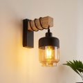 Brilagi - Applique murale WOOD GLASS 1xE27/60W/230V pin/noir/brun fumé