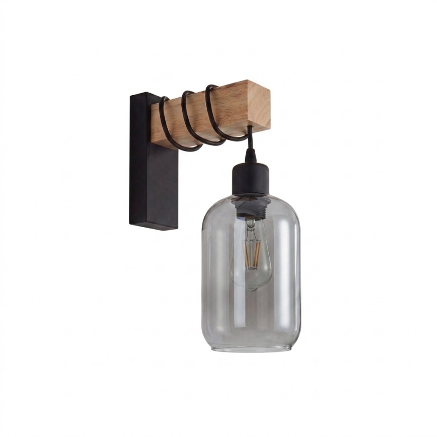 Brilagi - Applique murale WOOD GLASS 1xE27/60W/230V pin/noir/gris fumé