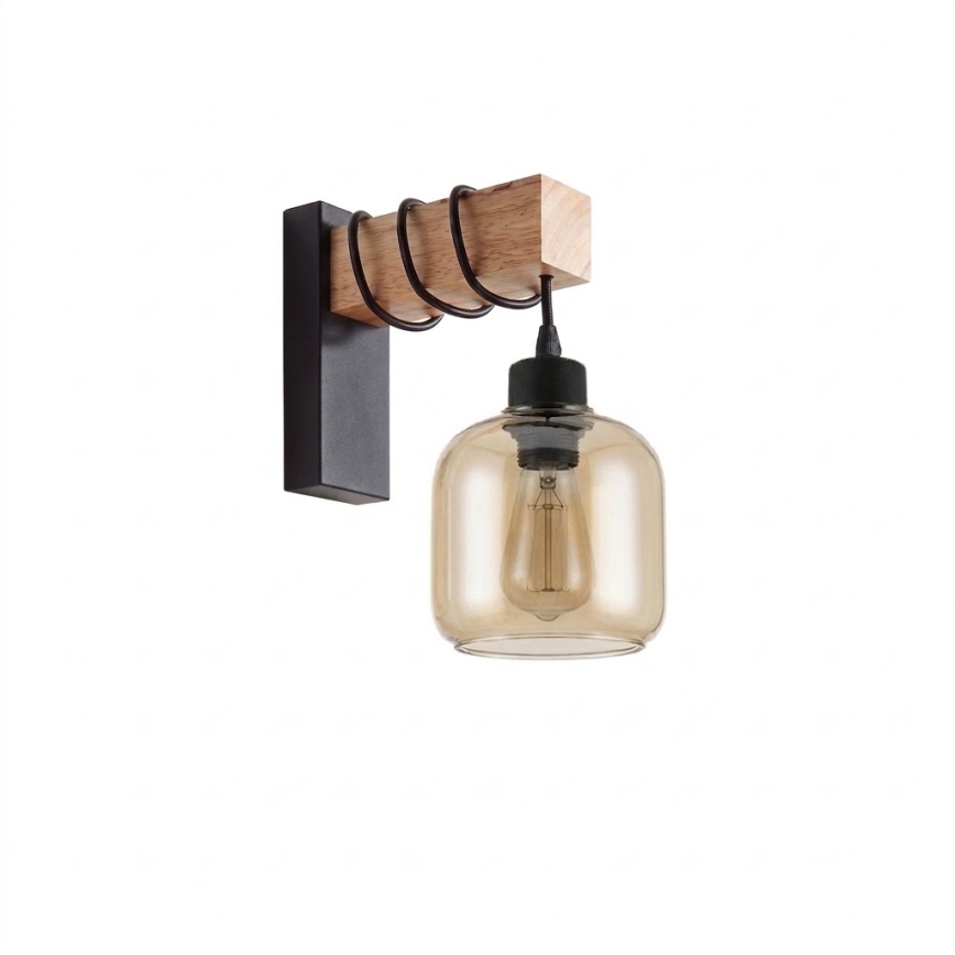 Brilagi - Applique murale WOOD GLASS 1xE27/60W/230V pin/noir/brun fumé