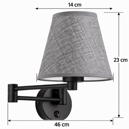 BRILAGI - Applique NUBILA 1xE27/15W/230V gris/noir