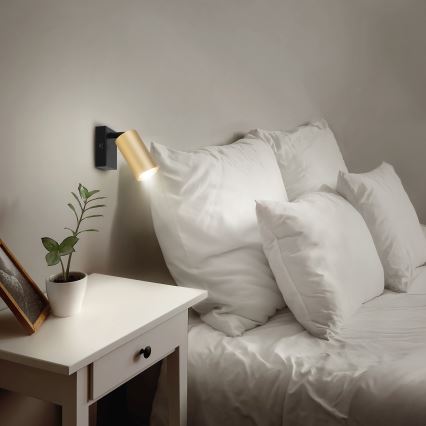 Brilagi - Spot mural LED RGBW dimmable SELE 1xGU10/4,8W/230V 3000K noir/doré + télécommande