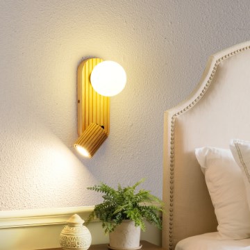 Brilagi - Applique spot murale MODERN WOOD 1xG9/5W/230V + 1xGU10/8W en bois