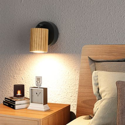 Brilagi - Applique spot murale MODERN WOOD 1xGU10/8W/230V bois/noir