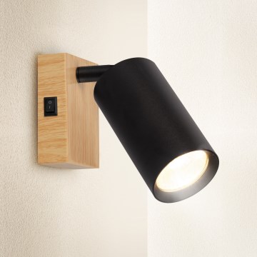 Brilagi - Applique spot murale SELE 1xGU10/30W/230V noir/décor chêne