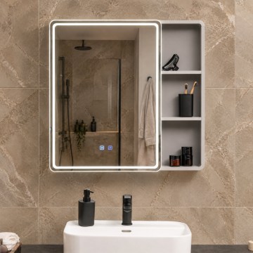 BRILAGI - Armoire-miroir LED de salle de bains à éclairage intégré AVOLA SINGLE 75x70 cm