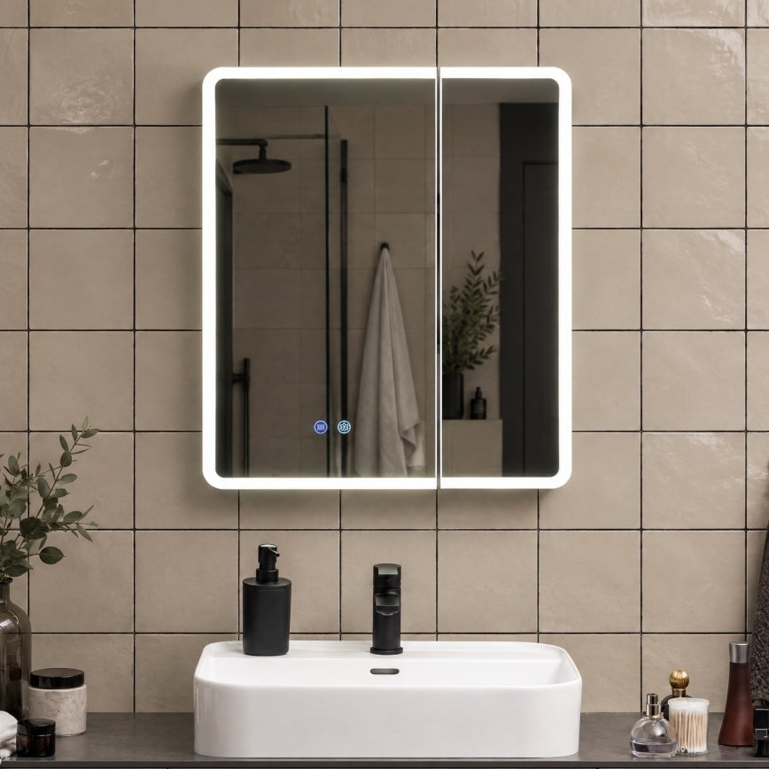 BRILAGI - Armoire-miroir LED de salle de bains avec éclairage intégré NOTO DOUBLE 60x65 cm