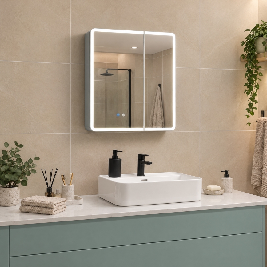 BRILAGI - Armoire-miroir LED de salle de bains avec éclairage intégré NOTO DOUBLE 60x65 cm