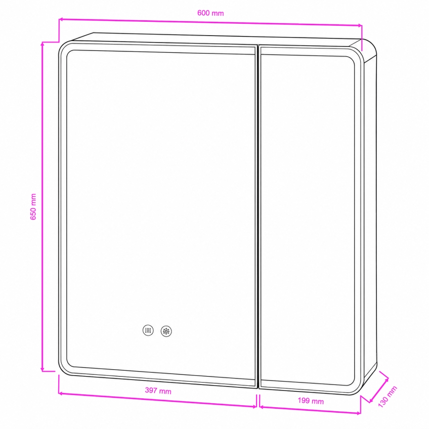 BRILAGI - Armoire-miroir LED de salle de bains avec éclairage intégré NOTO DOUBLE 60x65 cm