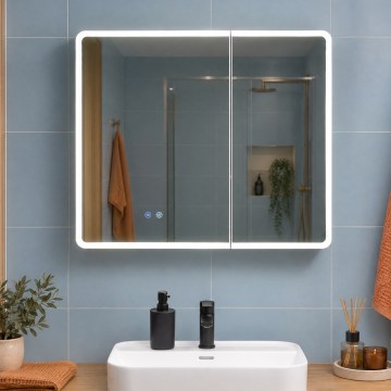BRILAGI - Armoire-miroir LED de salle de bains avec rétroéclairage NOTO DOUBLE 78x65 cm