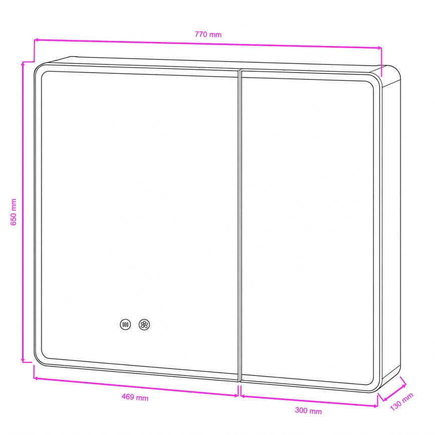 BRILAGI - Armoire-miroir LED de salle de bains avec rétroéclairage NOTO DOUBLE 78x65 cm