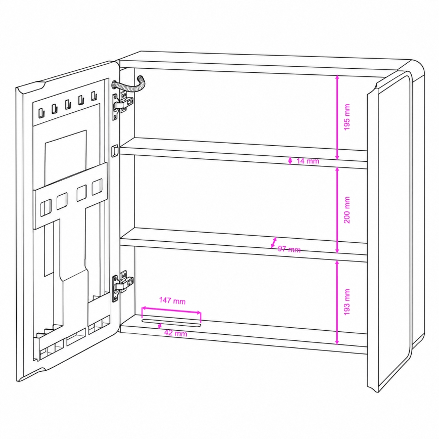 BRILAGI - Armoire-miroir LED de salle de bains avec rétroéclairage NOTO DOUBLE 78x65 cm