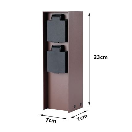 Brilagi - Borne de prises extérieure PILLAR, 2 prises SCHUKO, 230V, IP44, marron