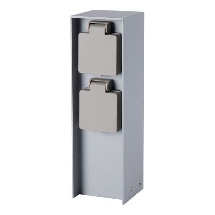 Brilagi - Borne extérieure PILLAR 2Z SCHUKO 230V IP44 argentée