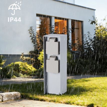 Brilagi - Borne extérieure PILLAR 2Z SCHUKO 230V IP44 argentée
