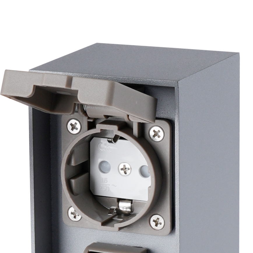 Brilagi - Borne extérieure PILLAR 2Z SCHUKO 230V IP44 argentée