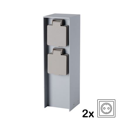 Brilagi - Borne extérieure PILLAR 2Z SCHUKO 230V IP44 argentée