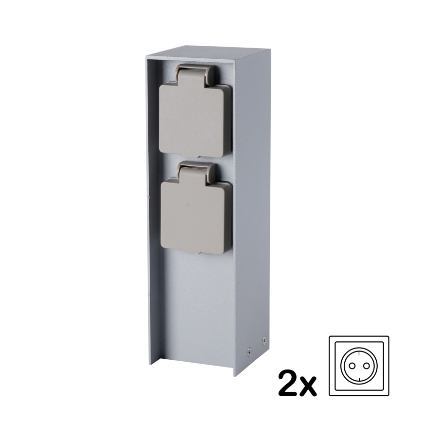Brilagi - Borne extérieure PILLAR 2Z SCHUKO 230V IP44 argentée