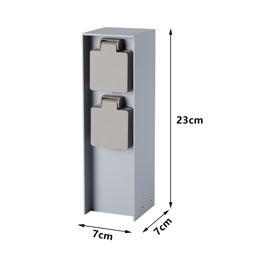 Brilagi - Borne extérieure PILLAR 2Z SCHUKO 230V IP44 argentée