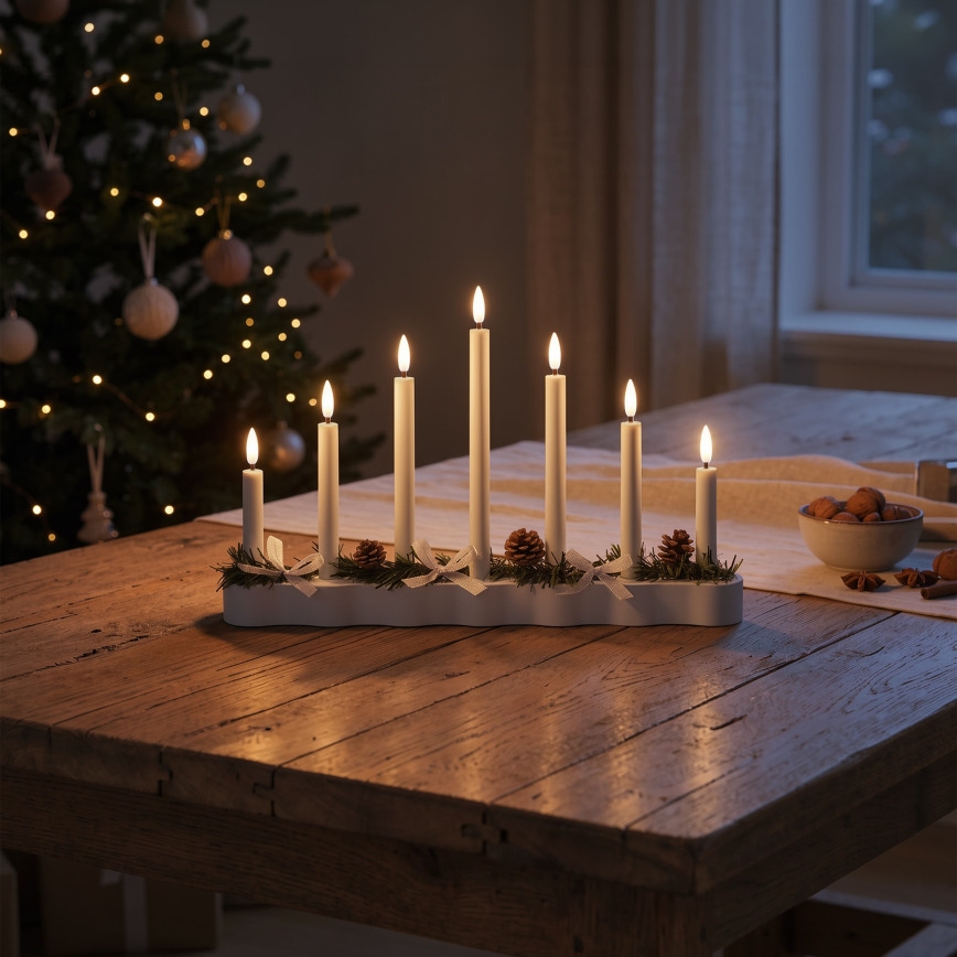 BRILAGI - Bougeoir de Noël 7xLED/2xAA blanc