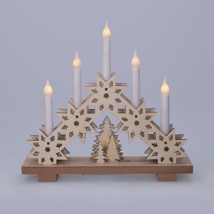 BRILAGI - bougeoir de Noël à LED 5xLED/2xAA beige