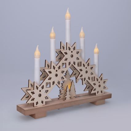 BRILAGI - bougeoir de Noël à LED 5xLED/2xAA beige