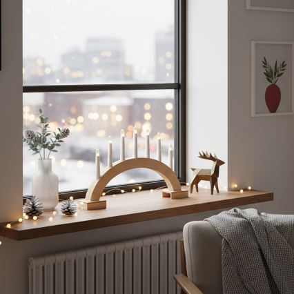BRILAGI - Bougeoir de Noël à LED 7xLED/2xAA beige/blanc