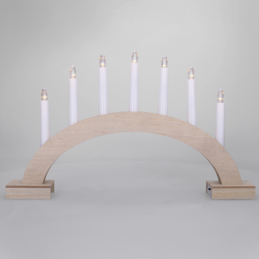 BRILAGI - Bougeoir de Noël à LED 7xLED/2xAA beige/blanc