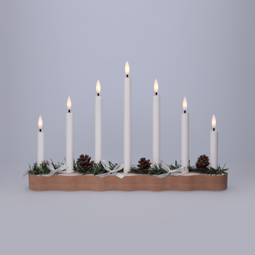 BRILAGI - Bougeoir de Noël à LED 7xLED/2xAA beige/blanc