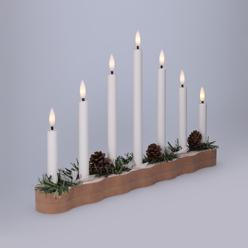 BRILAGI - Bougeoir de Noël à LED 7xLED/2xAA beige/blanc