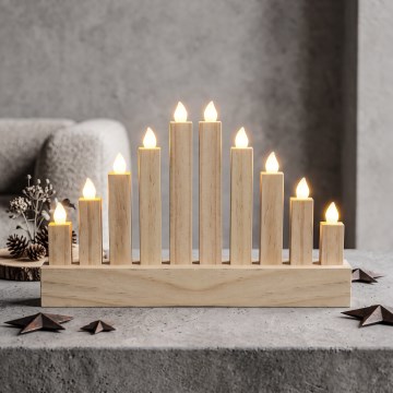 BRILAGI - Bougeoir de Noël en bois à LED 10xLED/2xAA