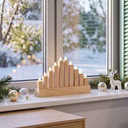 BRILAGI - Bougeoir de Noël en bois à LED 10xLED/2xAA