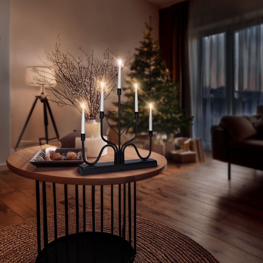 Brilagi - Bougeoir de Noël LED, 2 piles AA, noir