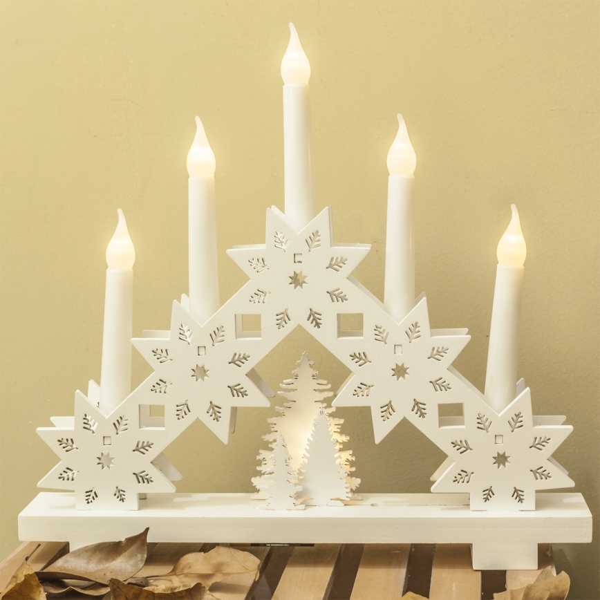 BRILAGI - Bougeoir LED de Noël 5xLED/2xAA blanc
