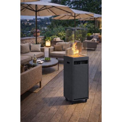 Brilagi - Cheminée extérieure au gaz FLARO GAS 142 x 36 cm 8 kW 1 x pile AAA anthracite + housse de protection