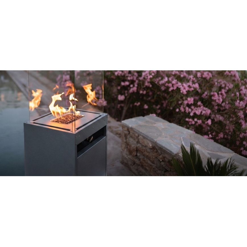 Brilagi - Cheminée extérieure au gaz FLARO GAS 142 x 36 cm 8 kW 1 x pile AAA anthracite + housse de protection