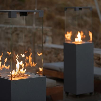 Brilagi - Cheminée extérieure au gaz FLARO GAS 142 x 36 cm 8 kW 1 x pile AAA anthracite + housse de protection